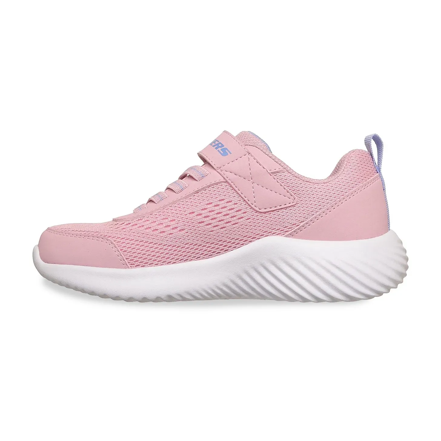 Tênis infantil Skechers rosa claro com design moderno e solado flexível